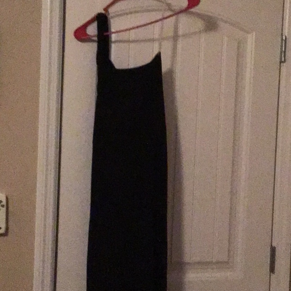 One shoulder wide leg black jumpsuit